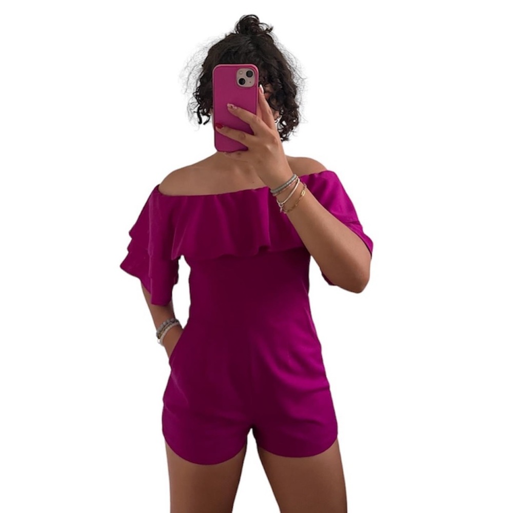 Off Shoulder Ruffle Romper